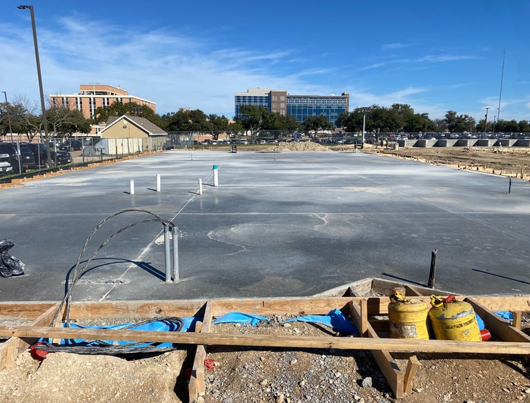 Commercial concrete flatwork and slab installed by APC in Central Texas